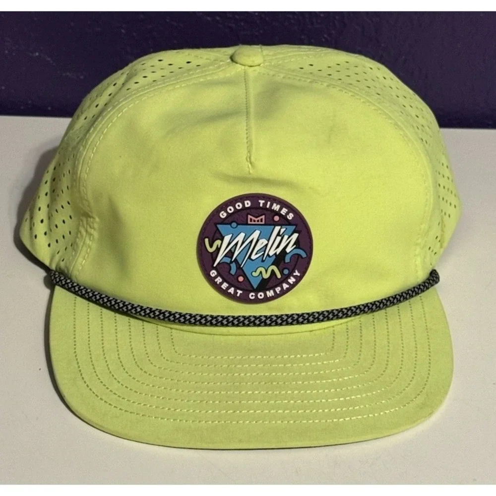 Melin Coronado Hydro Hat Burst Neon Yellow Waterproof Snapback Classic 58 Rare
